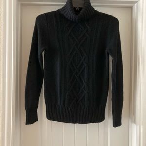 J Crew Cambridge Cable Turtleneck Sweater Black Small